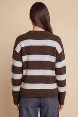 Womens Light Brown Striped Pullover Sweater | CicyBell