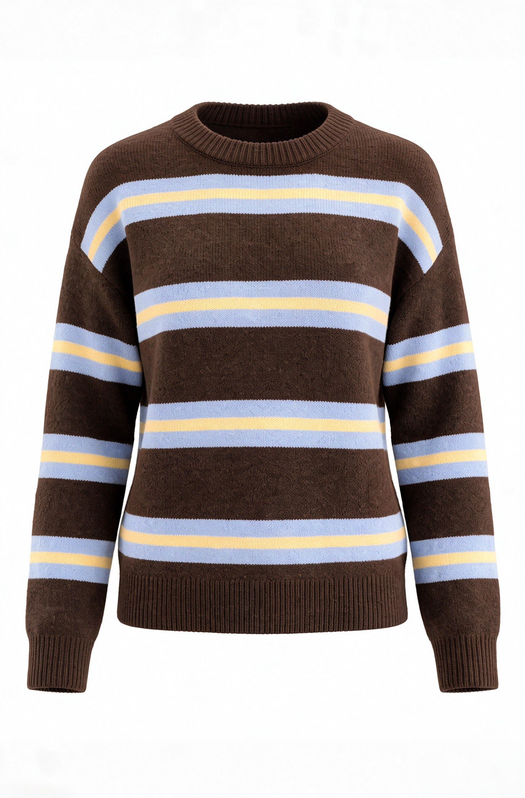 Womens Light Brown Striped Pullover Sweater | CicyBell