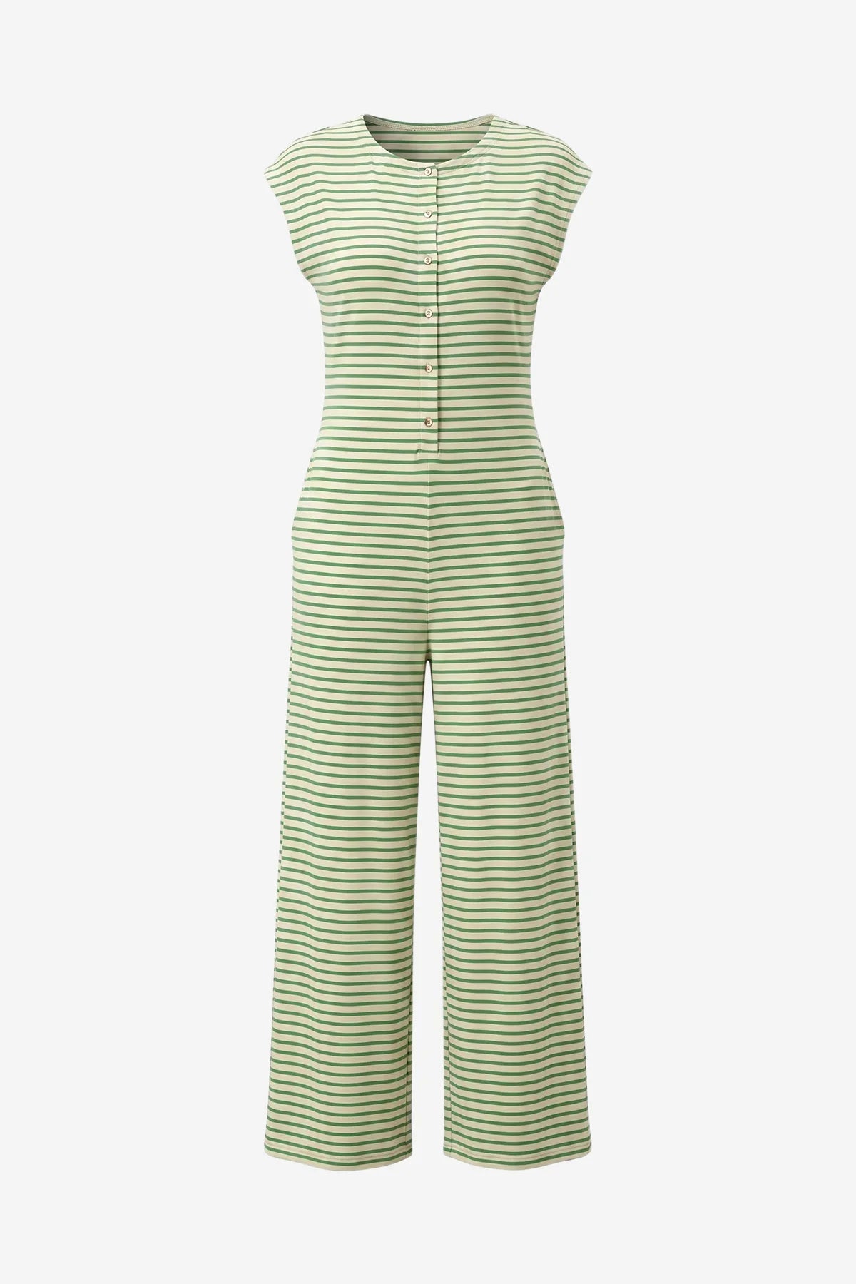 Womens Light Green Striped Wide Leg Jumpsuits | CicyBell