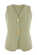 Cicy Bell Womens Light Green V Neck Vest Tops