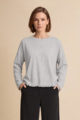 Womens Light Grey Oversized Ruffle Hem Tops | CicyBell