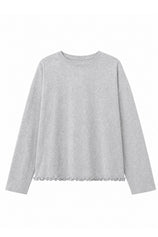 Womens Light Grey Oversized Ruffle Hem Tops | CicyBell
