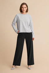Womens Light Grey Oversized Ruffle Hem Tops | CicyBell