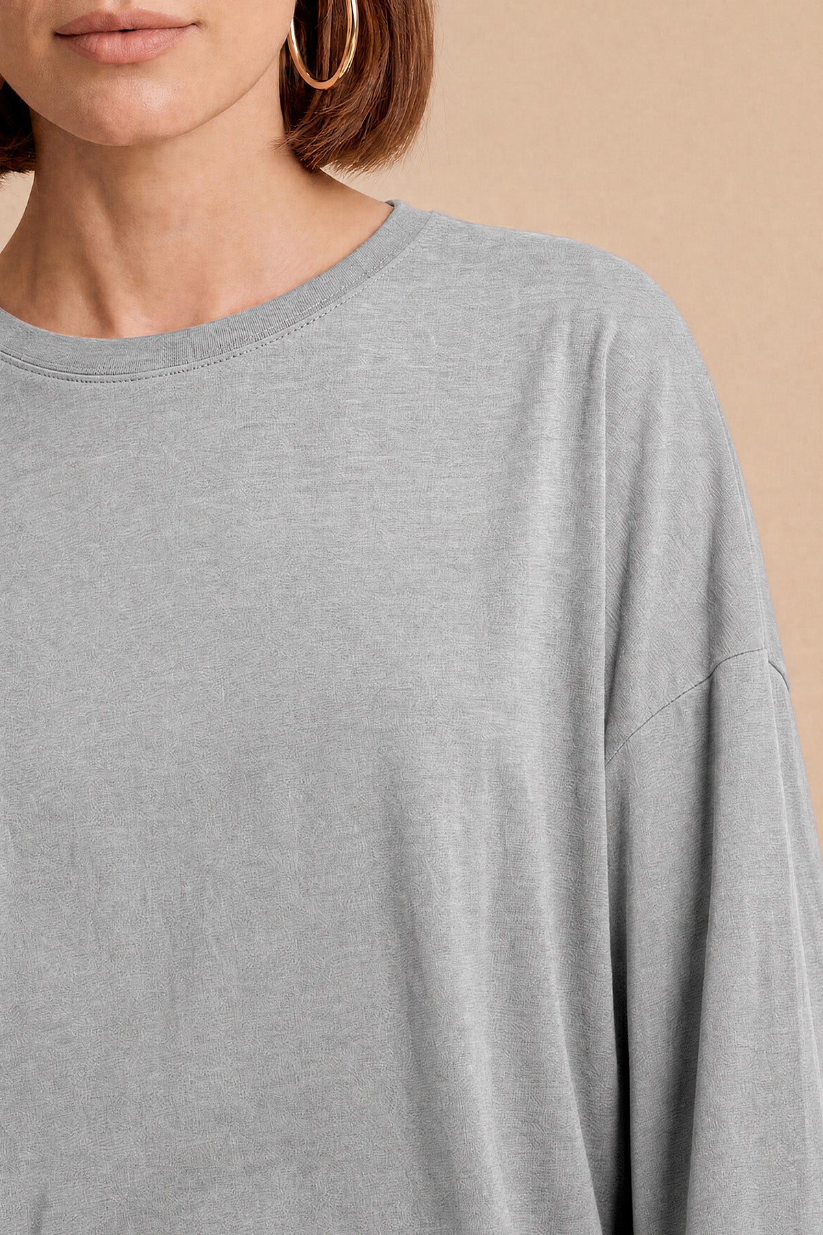 Womens Light Grey Oversized Ruffle Hem Tops | CicyBell