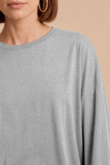 Womens Light Grey Oversized Ruffle Hem Tops | CicyBell