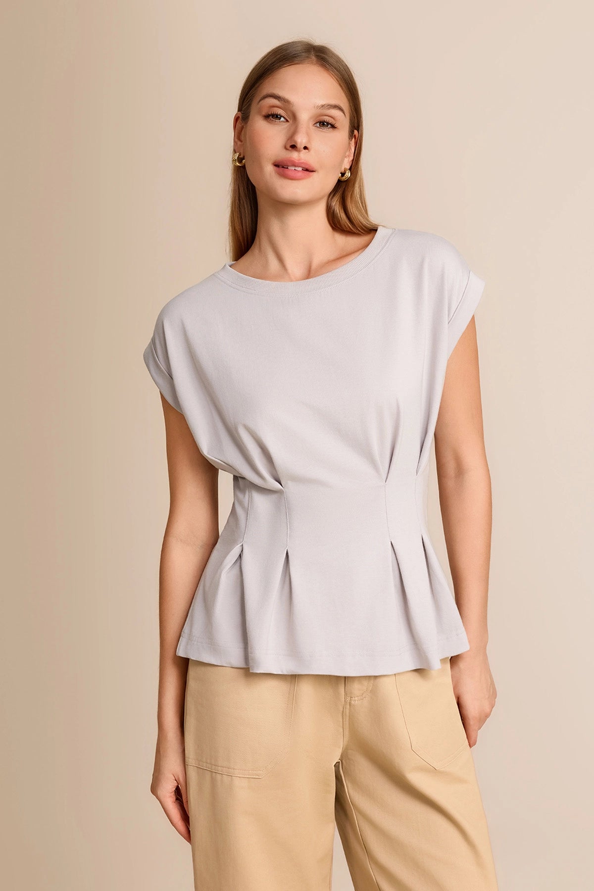 Womens Light Grey Cap Sleeve Tank Tops | CicyBell