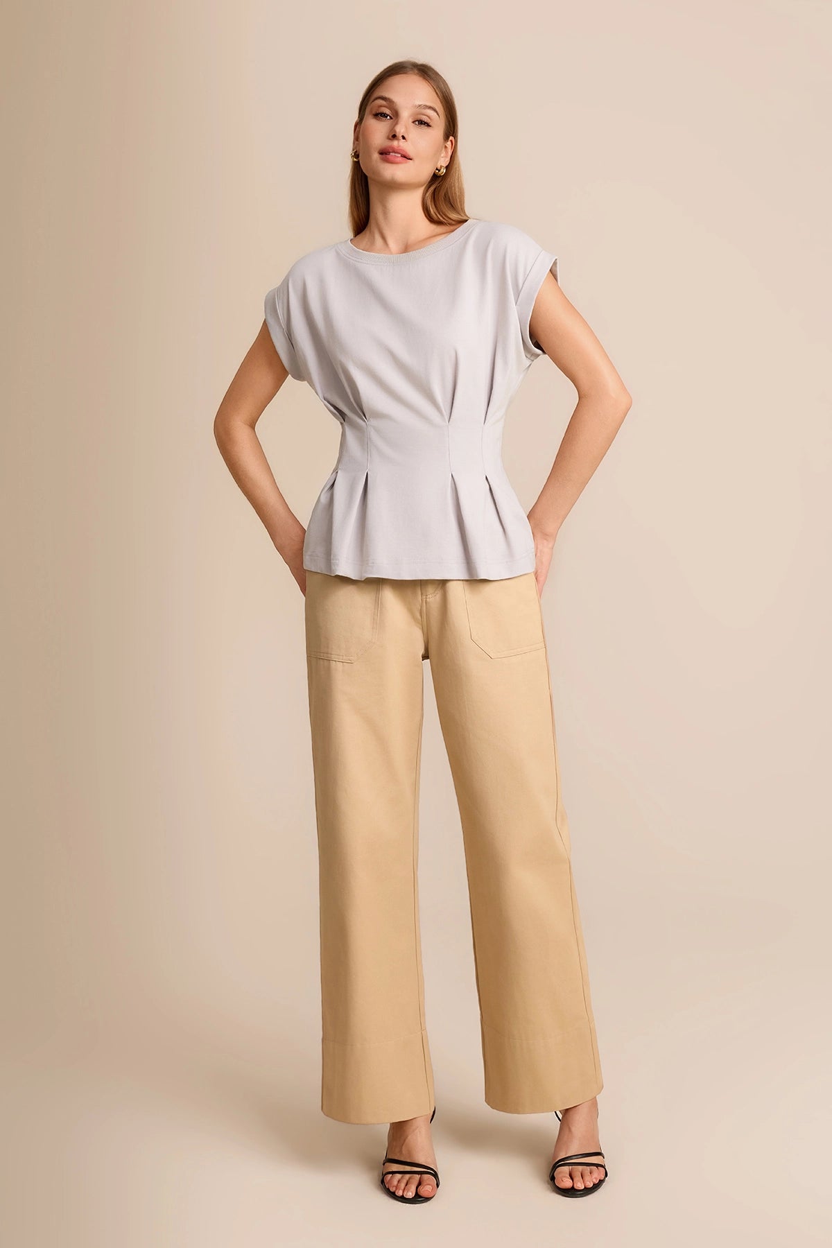 Womens Light Grey Cap Sleeve Tank Tops | CicyBell