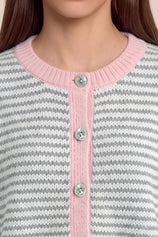 Womens Light Grey Striped Cardigan Sweaters | CicyBell