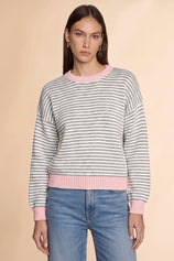 Womens Light Grey Color Block Striped Sweater | CicyBell