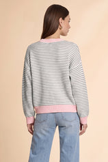 Womens Light Grey Color Block Striped Sweater | CicyBell