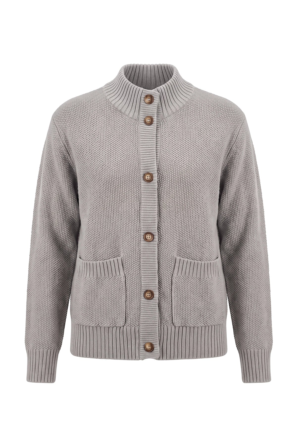 Womens Light Grey Chunky Sweaters Cardigan | Cicy Bell