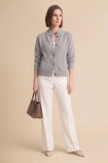 Womens Light Grey Chunky Sweaters Cardigan | Cicy Bell