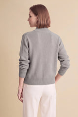 Womens Light Grey Chunky Sweaters Cardigan | Cicy Bell