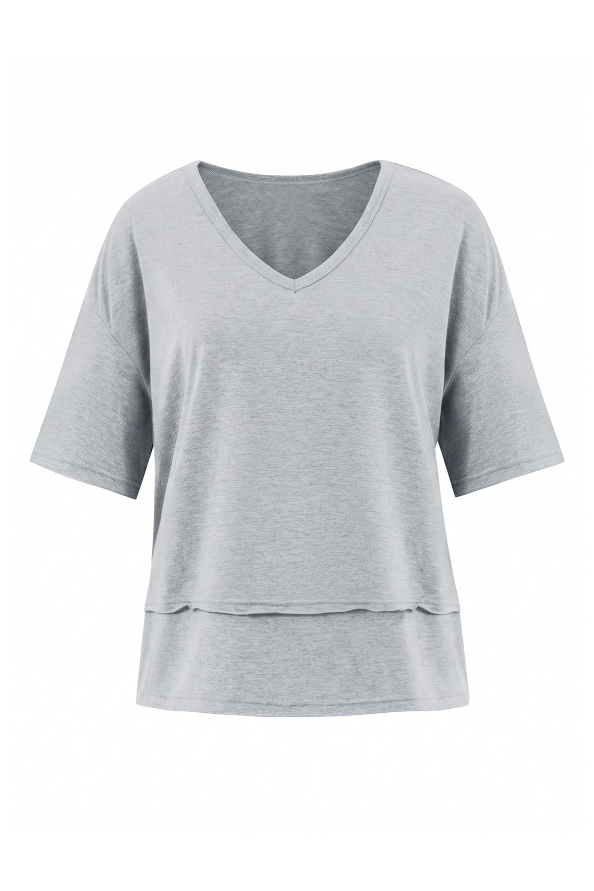 Womens Light Grey Summer V Neck T Shirts | CicyBell