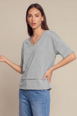 Womens Light Grey Summer V Neck T Shirts | CicyBell