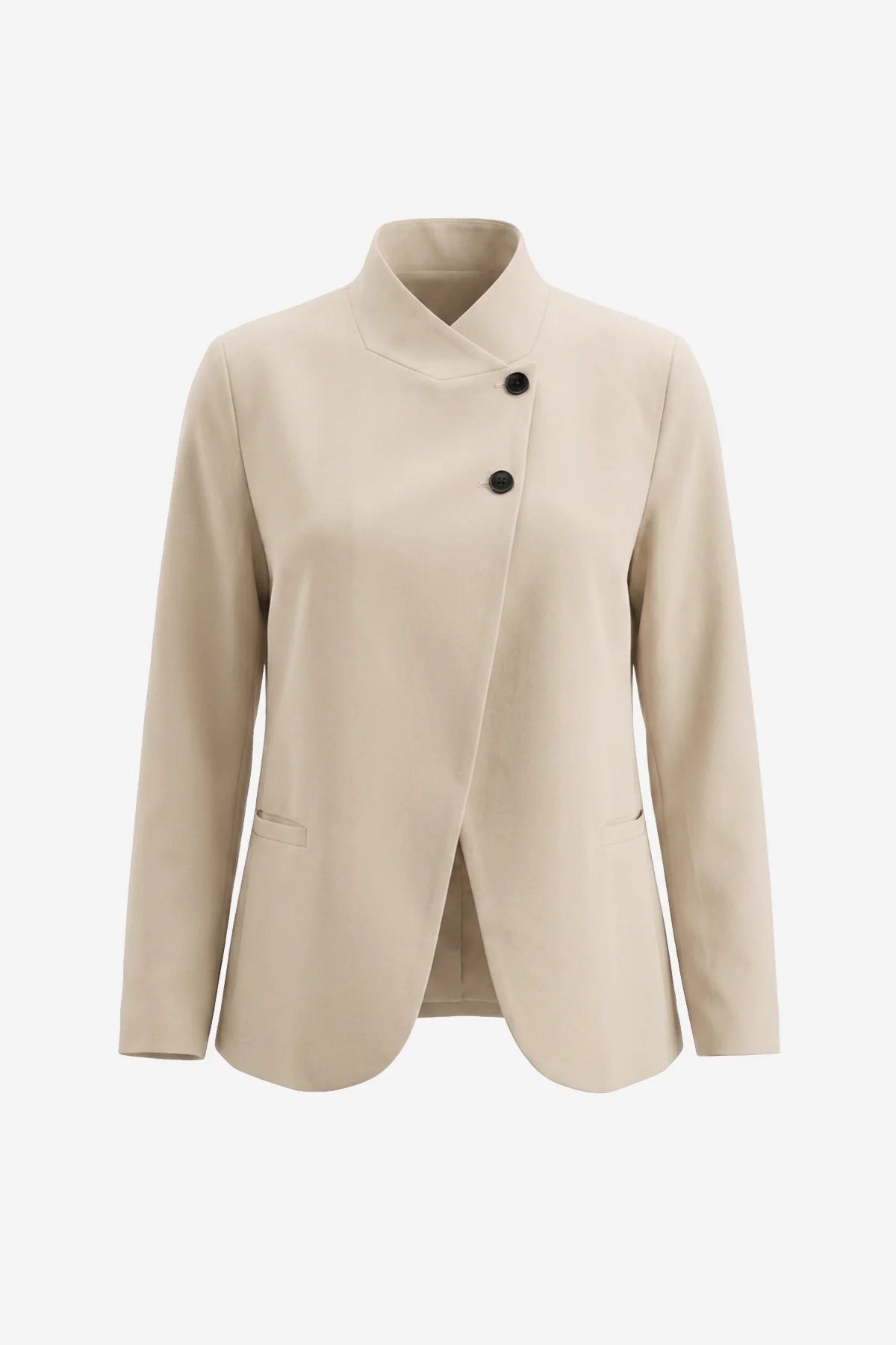 Womens Light Khaki Casual Stand Collar Blazer | CicyBell