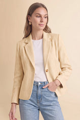 Womens Light Khaki Collared Cropped Blazers | CicyBell