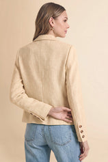 Womens Light Khaki Collared Cropped Blazers | CicyBell