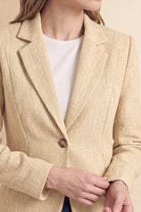 Womens Light Khaki Collared Cropped Blazers | CicyBell