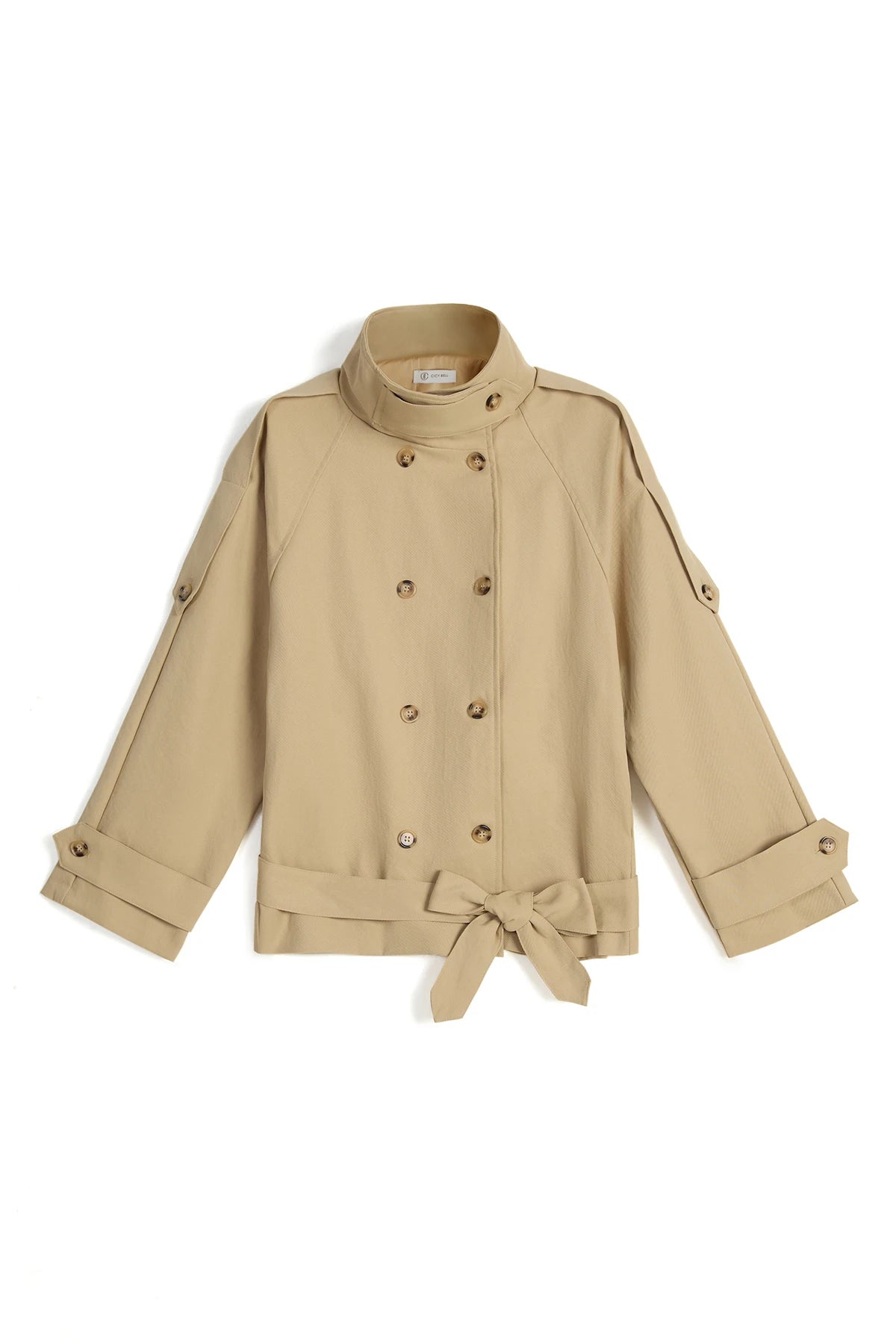 Womens Light Khaki Short Trench Coats | CicyBell