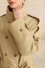 Womens Light Khaki Short Trench Coats | CicyBell