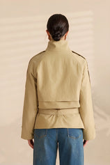 Womens Light Khaki Short Trench Coats | CicyBell