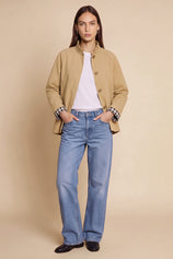 Womens Light Khaki Ruffle Short Trench Coat | CicyBell