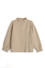 Womens Light Khaki Mock Neck Sweater Cardigan | Cicy Bell