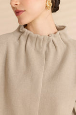 Womens Light Khaki Mock Neck Sweater Cardigan | Cicy Bell
