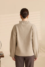 Womens Light Khaki Mock Neck Sweater Cardigan | Cicy Bell