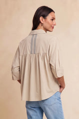 Womens Light Khaki Oversized Button Down Shirts | CicyBell