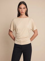 Womens Light Khaki Tie Back Cinched Tops | CicyBell
