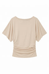 Womens Light Khaki Tie Back Cinched Tops | CicyBell