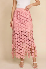 Cicy Bell Womens Light Pink Hollow Out Maxi Skirts