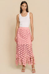 Cicy Bell Womens Light Pink Hollow Out Maxi Skirts