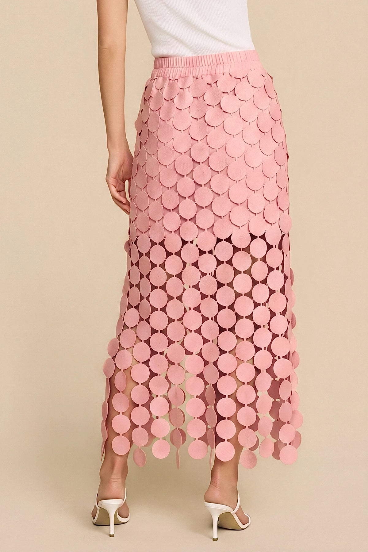 Cicy Bell Womens Light Pink Hollow Out Maxi Skirts