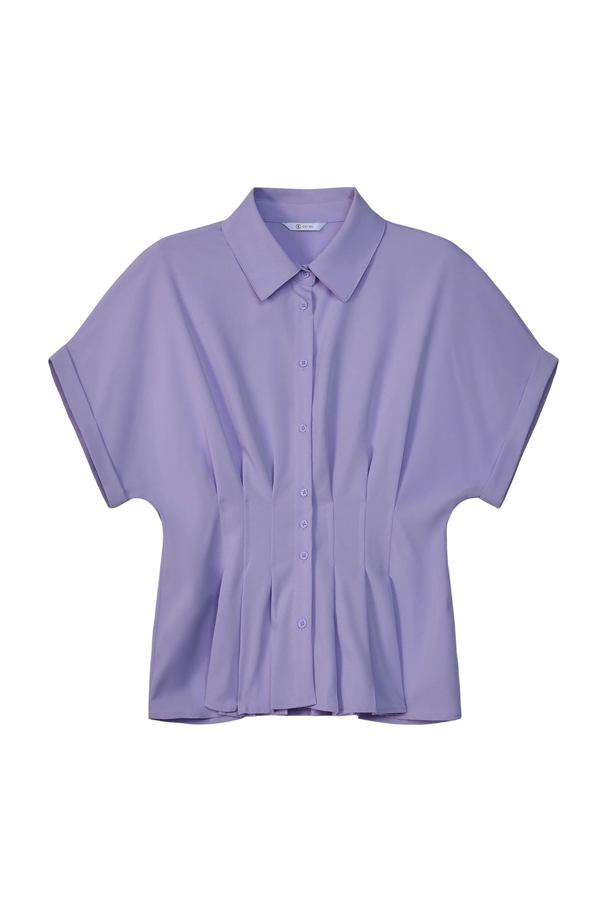 Cicy Bell Womens Light Purple Pleated Button-Down Shirt