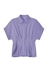 Cicy Bell Womens Light Purple Pleated Button-Down Shirt