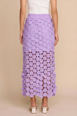 Womens Light Purple Hollow Out Maxi Skirts | CicyBell