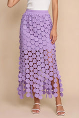 Womens Light Purple Hollow Out Maxi Skirts | CicyBell