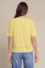 Womens Light Yellow Summer V Neck T Shirts | CicyBell