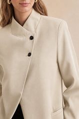 Womens Light Khaki Casual Stand Collar Blazer | CicyBell