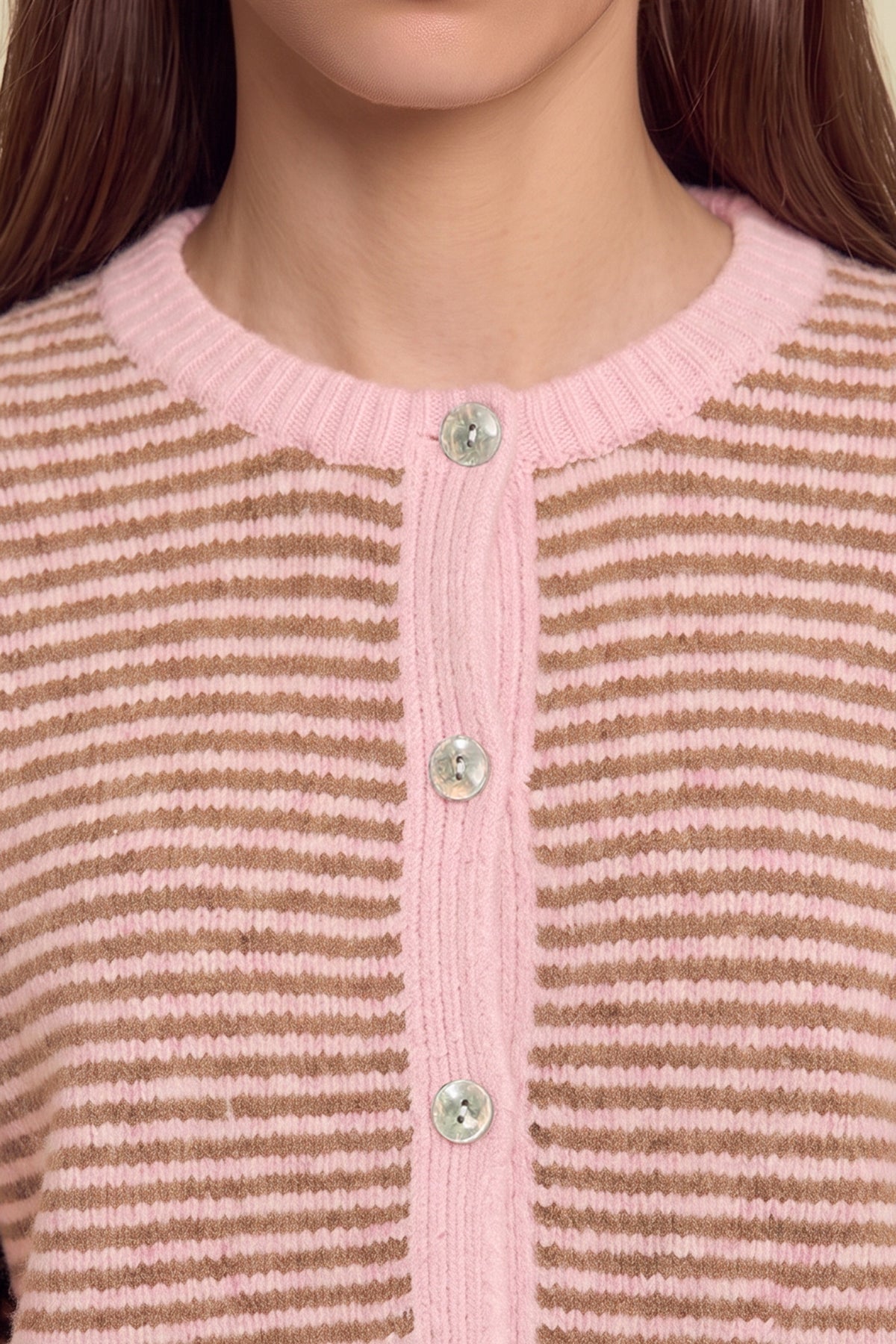 Womens Lilac Striped Cardigan Sweaters | CicyBell