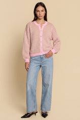 Womens Lilac Striped Cardigan Sweaters | CicyBell