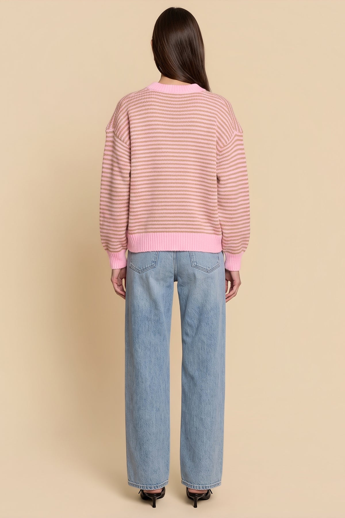 Womens Lilac Striped Cardigan Sweaters | CicyBell