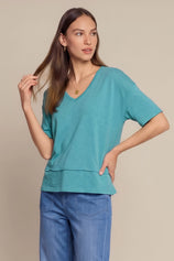 Womens Mint Summer V Neck T Shirts | CicyBell
