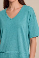 Womens Mint Summer V Neck T Shirts | CicyBell