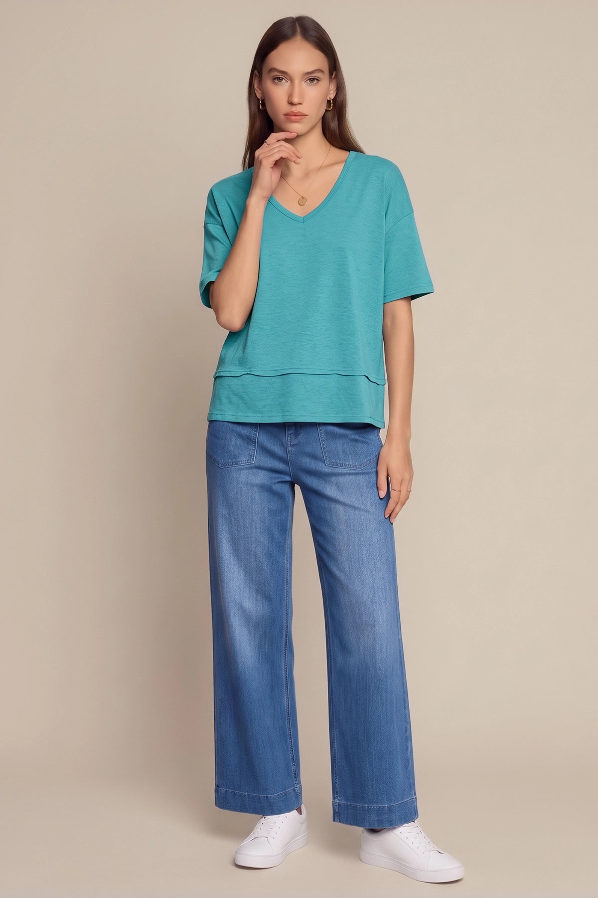 Womens Mint Summer V Neck T Shirts | CicyBell