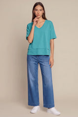 Womens Mint Summer V Neck T Shirts | CicyBell