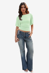 Womens Mint Tie Back Cinched Tops | CicyBell